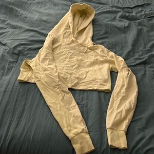 Yellow gymshark sweatshirt. Cropped and hooded.